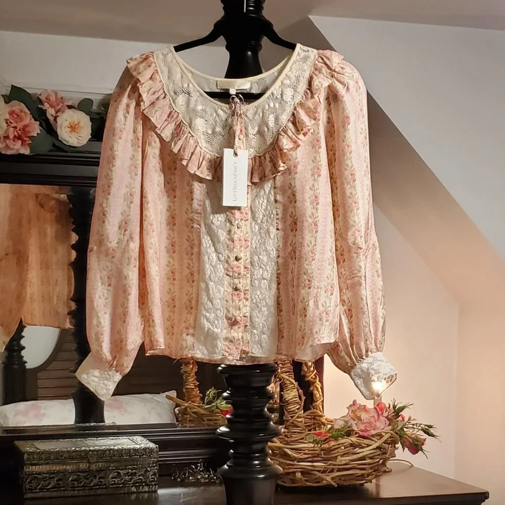 LoveShackFancy Set Piccolo Skirt & Morrison Top Frosted Petal Stripe Small - Picture 7 of 16